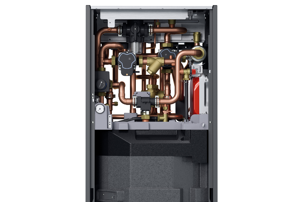 SAMSUNG EHS Mono HT 14 kW – 200 l · 2 zóny — vnútro jednotky, hydraulika po odkrytí