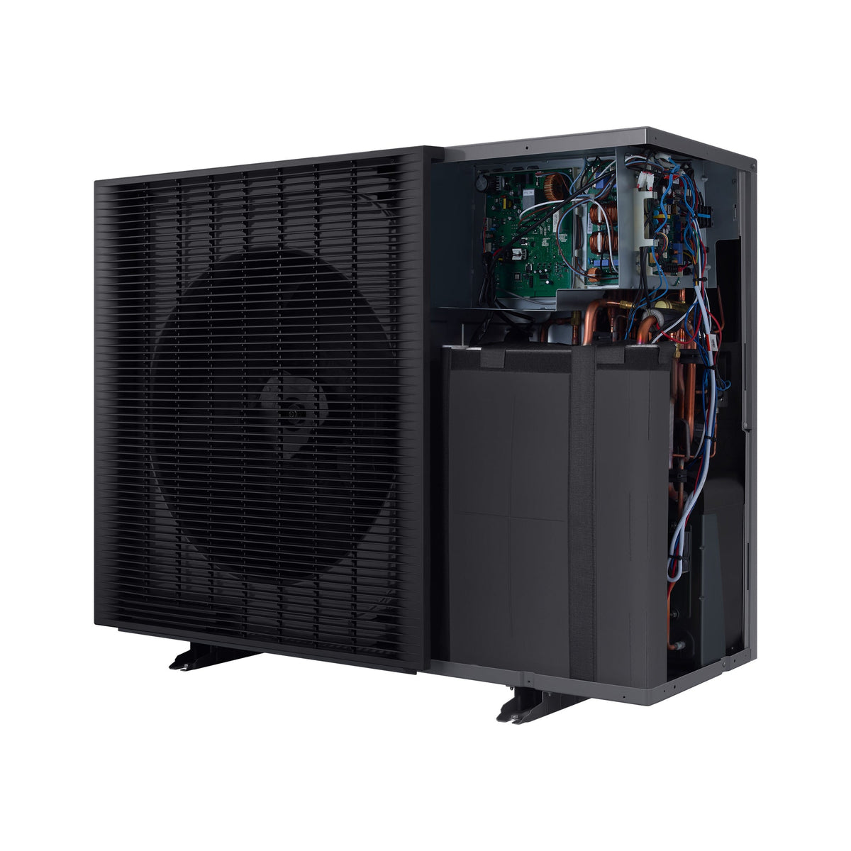 SAMSUNG EHS Mono HT vonkajšia jednotka 14 kW 3f — pohľad zboku bez krytu elektroniky
